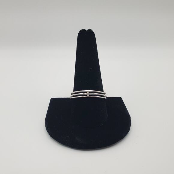 Touchstone Crystal Swarovski Sterling Silver Trio Ring Size 11 - Picture 4 of 7